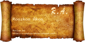 Roszkos Ákos névjegykártya