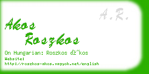 akos roszkos business card